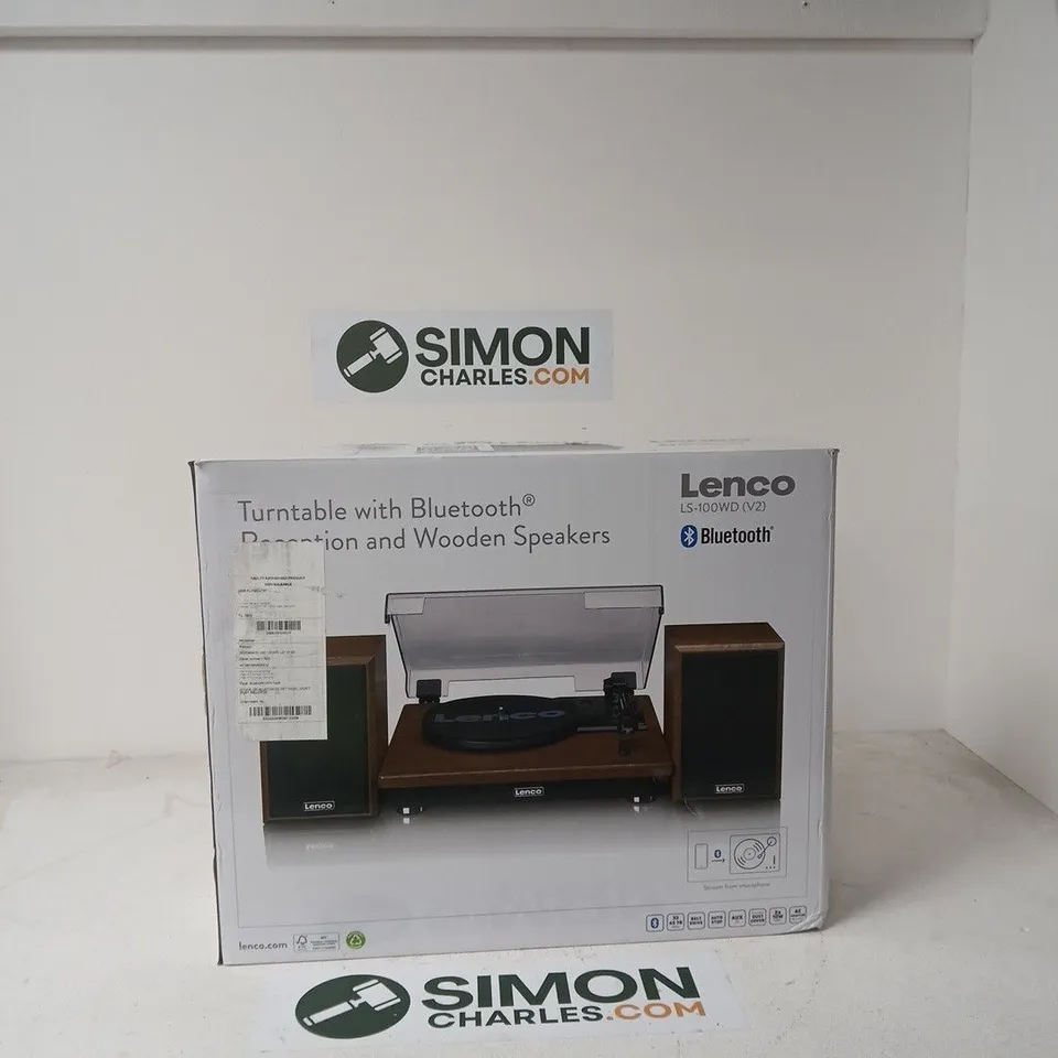 LENCO LS-100WD TURNTABLE WITH BLUETOOTH AND WOODEN SPEAKERS
