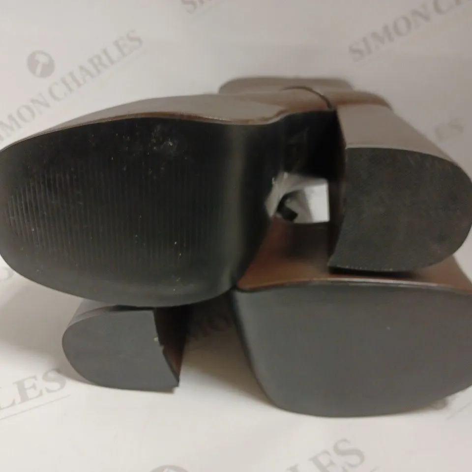 KOI VEGAN CHOCOLATE BROWN PLATFORM BOOTS - SIZE 5