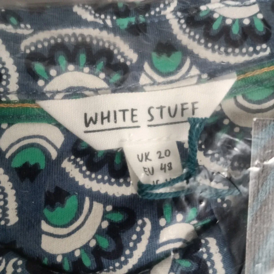 BAGGED WHITE STUFF JERSEY SHIRT DRESS – NAVY MULTI – UK 20R