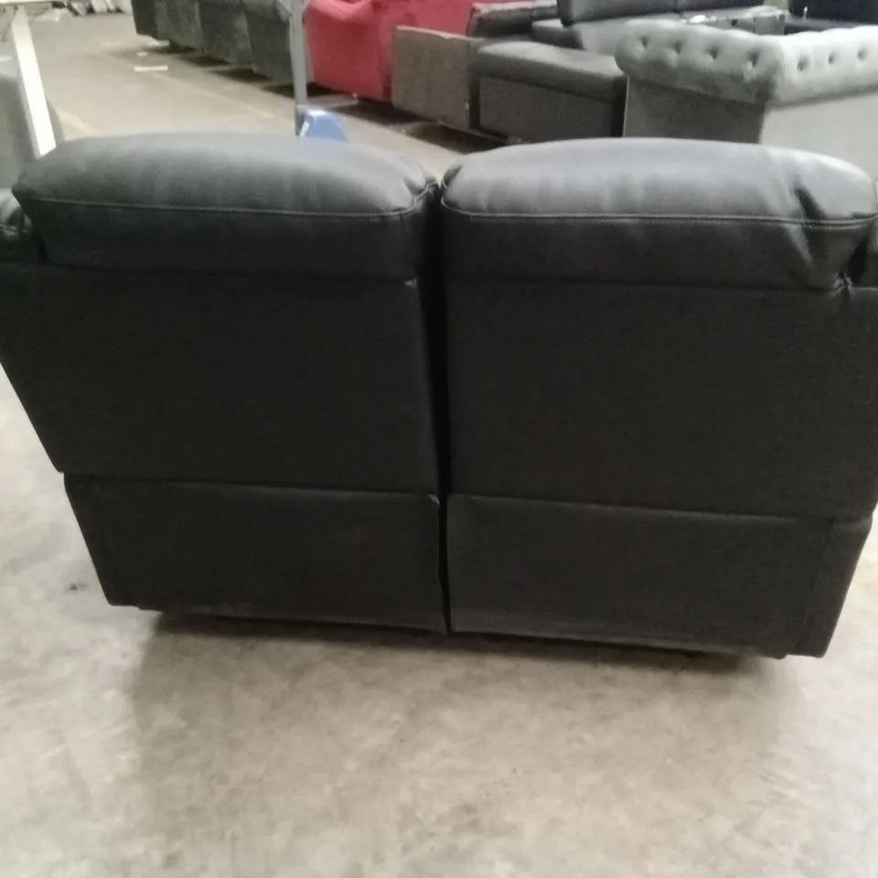 ROTHBURY LUXURY FAUX LEATHER HIGH BACK 2 SEATER MANUAL RECLINER SOFA - BLACK RRP £629