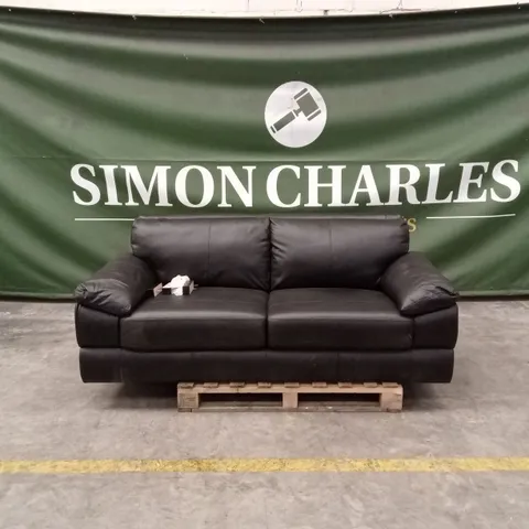 MARLOW ITALIAN LEATHER 3 SEATER SOFA - BLACK