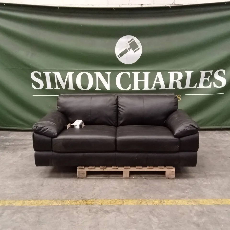 MARLOW ITALIAN LEATHER 3 SEATER SOFA - BLACK RRP £1399