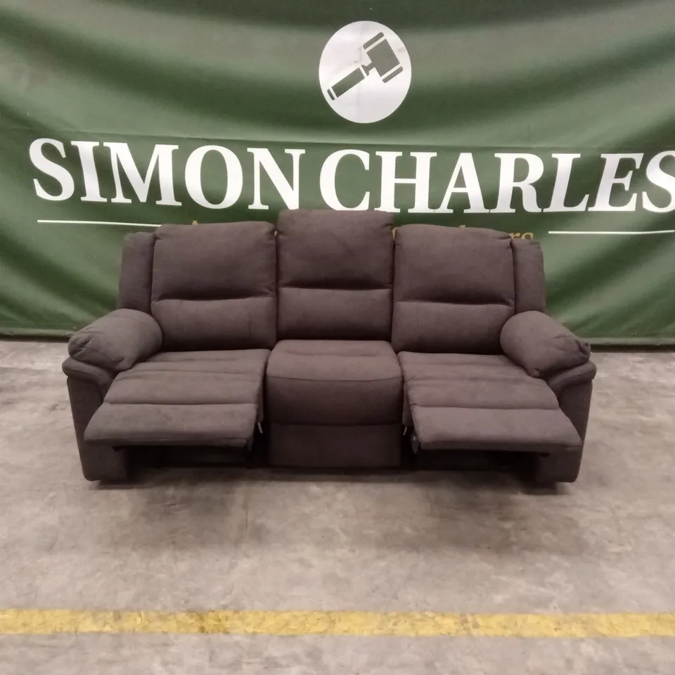 ALBION FABRIC 3 SEATER HIGH BACK MANUAL RECLINER SOFA - CHARCOAL RRP £749