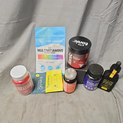 APPROXIMATELY 15 ASSORTED VITAMIN/HEALTH AID PRODUCTS TO INCLUDE KIDS TONIC, CREATINE GUMMIES, GOOD SLEEP GUMMIES, ETC - COLLECTION ONLY