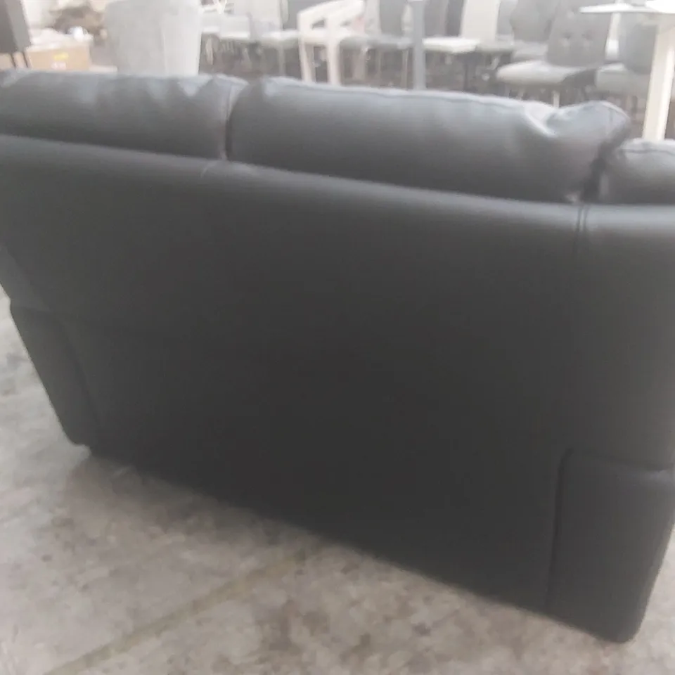 DESIGNER 2 SEATER BLACK FAUX LEATHER SOFA