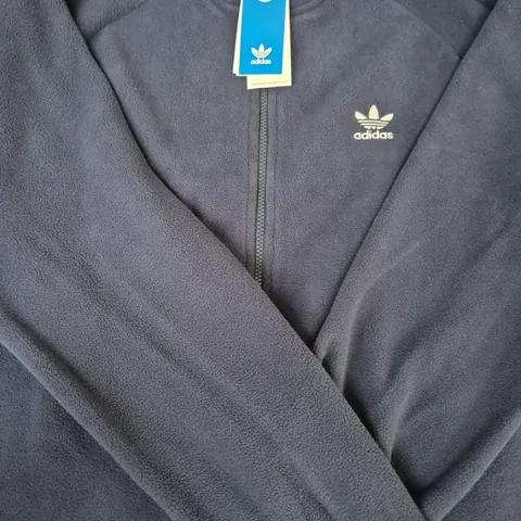 ADIDAS TREFOIL TEDDY FLEECE JACKET IN NAVY SIZE LARGE