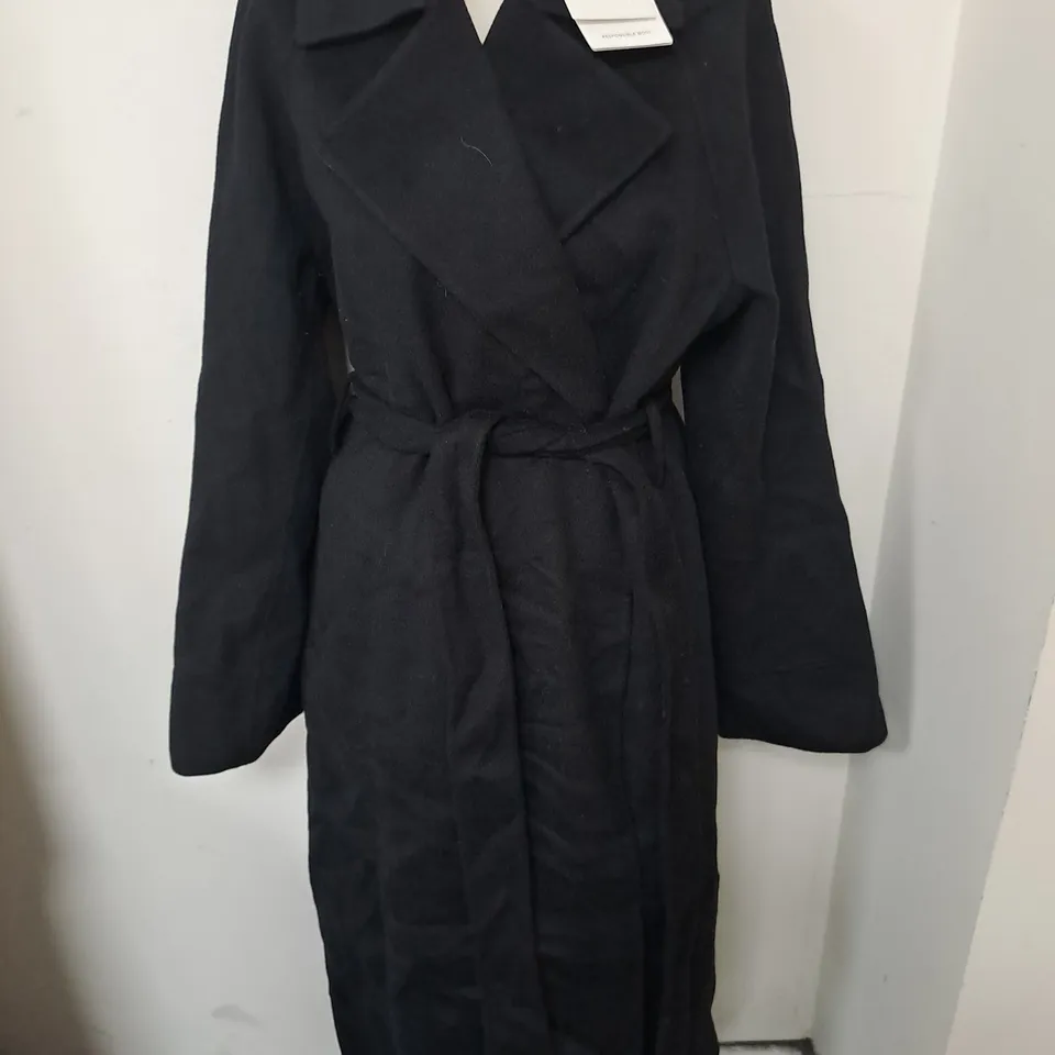 COS BLACK LONG LINE BELTED COAT - EUR S