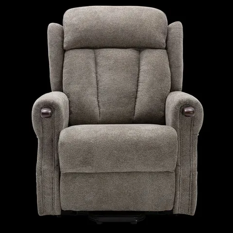 BOXED HALTON RISE RECLINER BROWN FABRIC CHAIR (2 BOXES)