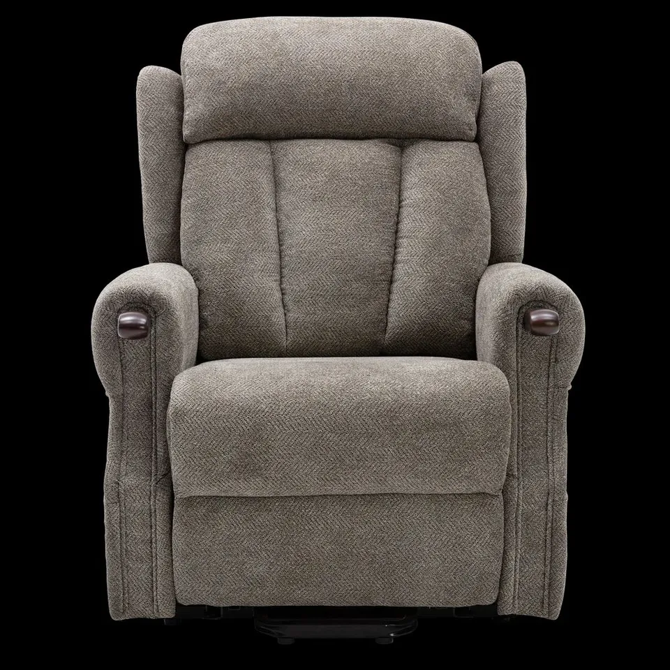 BOXED HALTON RISE RECLINER BROWN FABRIC CHAIR (2 BOXES)