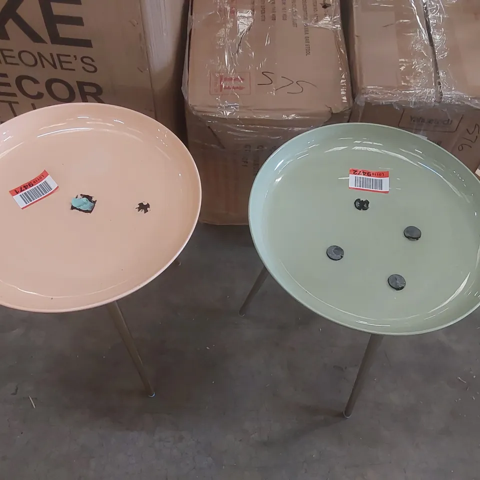 PAIR OF PACIFIC SELINE ENAMELLED SIDE TABLES