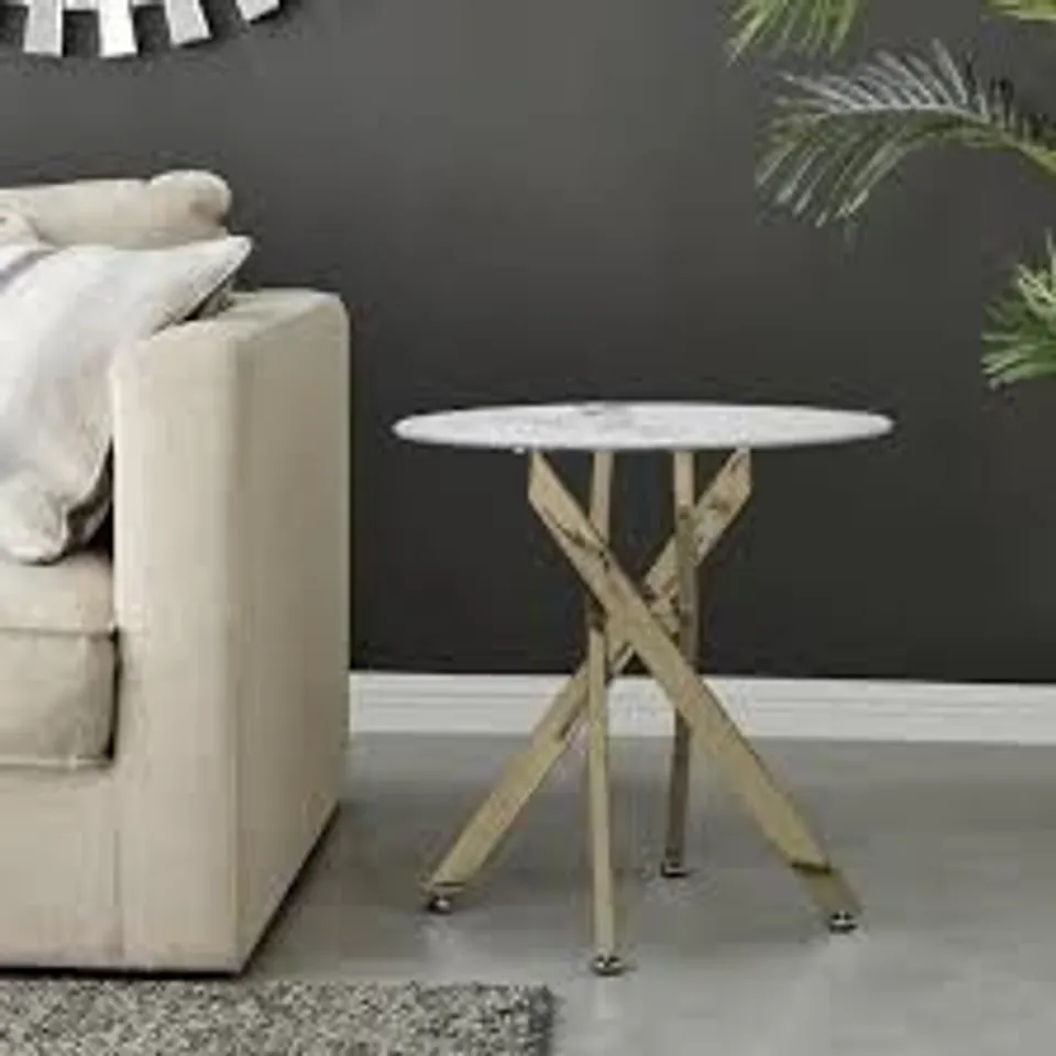 BOXED NOVARA GOLD ROUND SIDE TABLE (2 BOXES)
