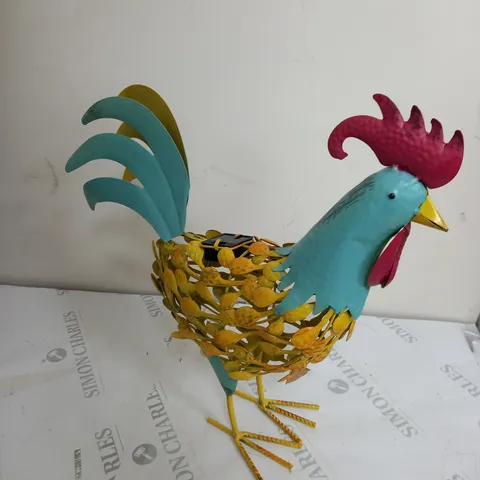 HOMEHUT SOLAR POWERED METAL SILHOUETTE COCKEREL CHICKEN HEN GARDEN ORNAMENT