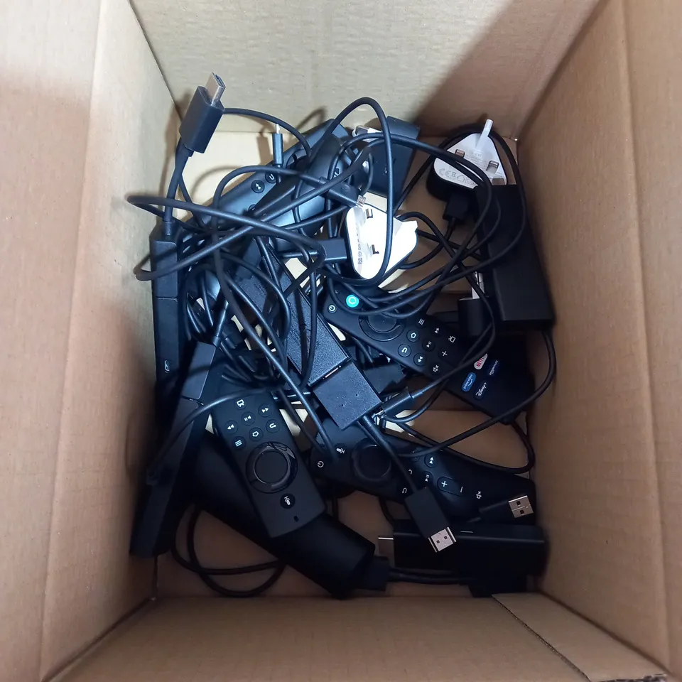 JOB LOT ASSORTED AMAZON FIRE STICKS REMOTES AND CHARGER WIRES