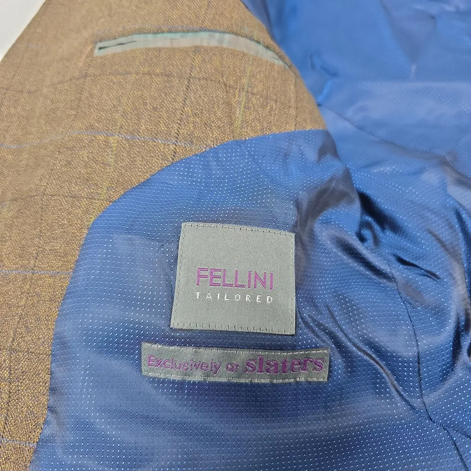 FELLINI TAILORED MEN'S BROWN WINDOWPANE JACKET – EXCLUSIVE AT SLATERS