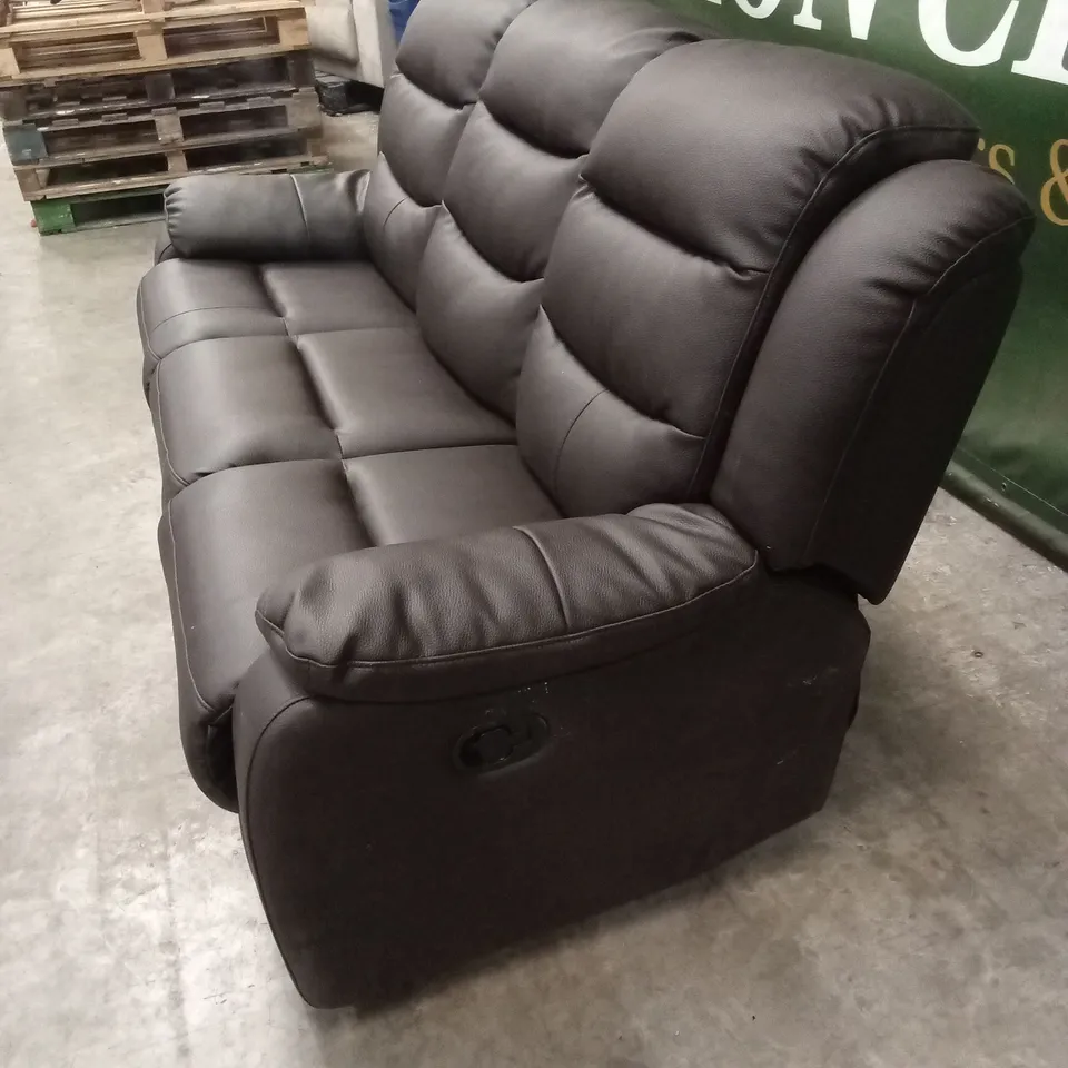 ROTHBURY LUXURY FAUX LEATHER HIGH BACK  3 SEATER MANUAL RECLINER SOFA - CHOCOLATE RRP £729