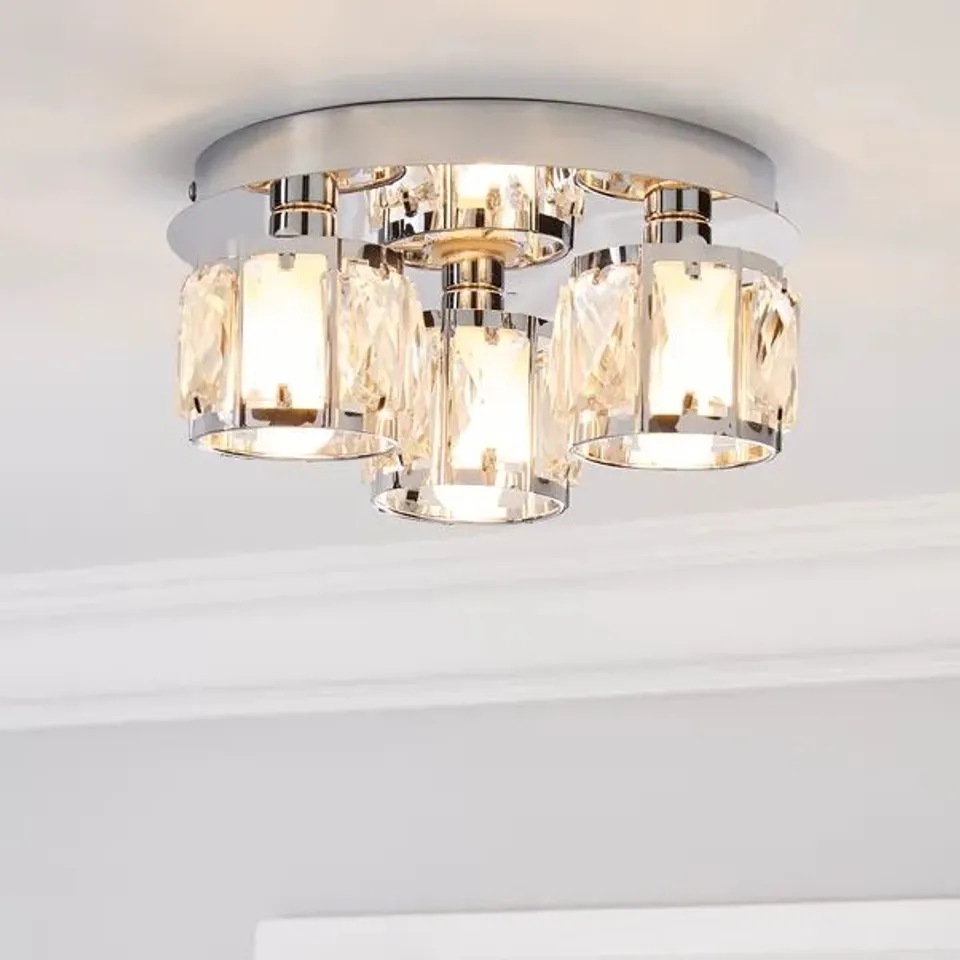 BOXED KYLIE BATHROOM 3 LIGHT FLUSH CEILING LIGHT