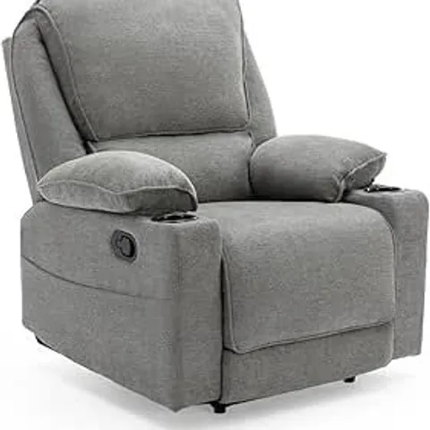 BOXED SYDNEY MANUAL FABRIC RECLINER CHAIR - GREY (1 BOX)