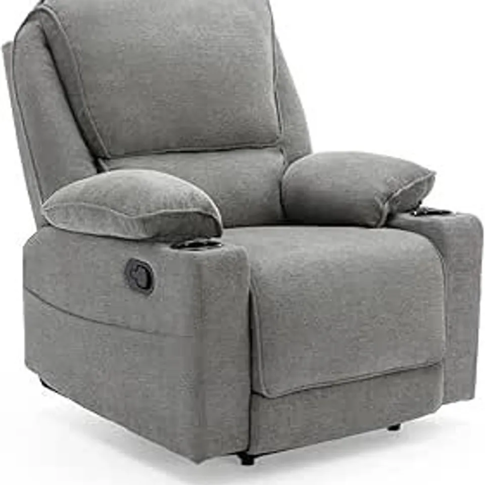 BOXED SYDNEY MANUAL FABRIC RECLINER CHAIR - GREY (1 BOX)