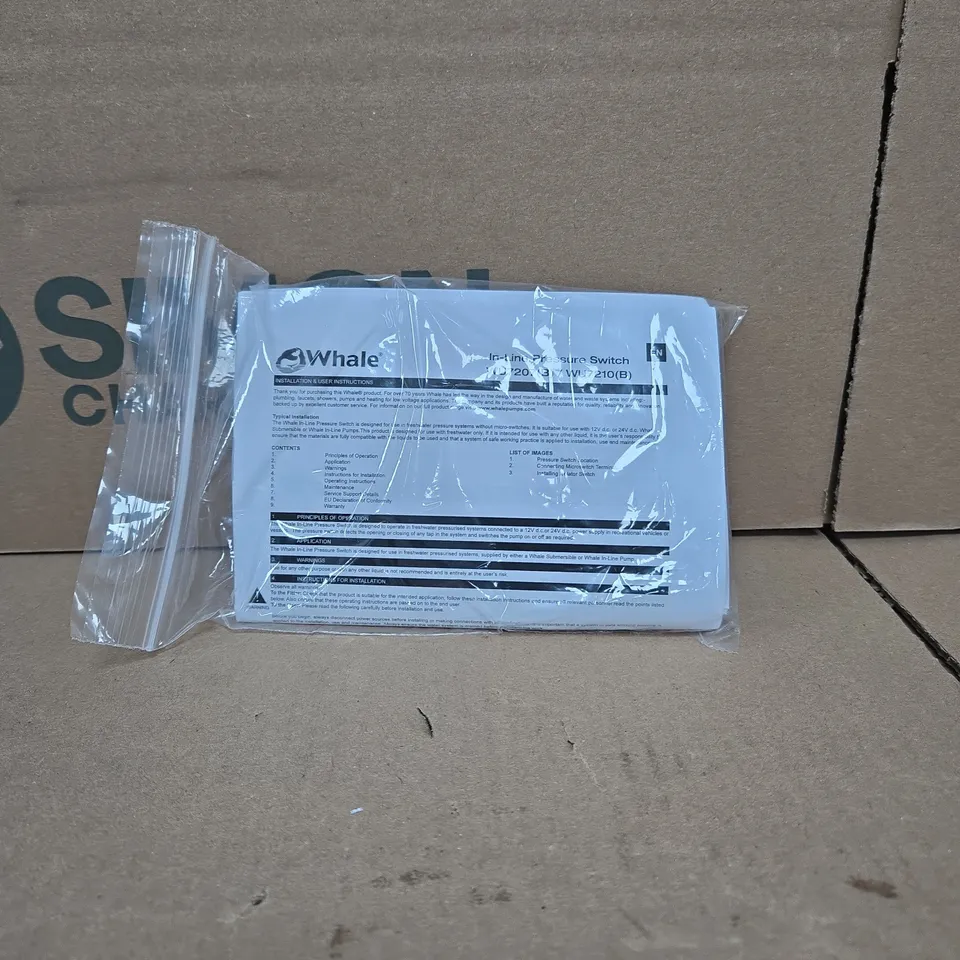 WHALE IN LINE PRESSURE SWITCH WITH INSTRUCTIONS
