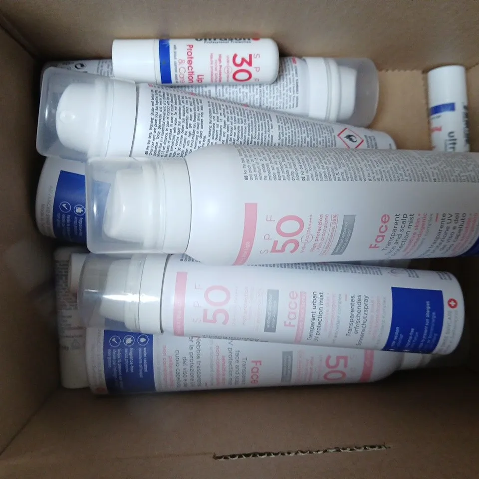 APPROXIMATELY 10 ULTRASUN PRODUCTS TO INCLUDE SPF 50 FACE UV PROTECTION SPRAY BOTTLES + SPF 30 LIP BALM