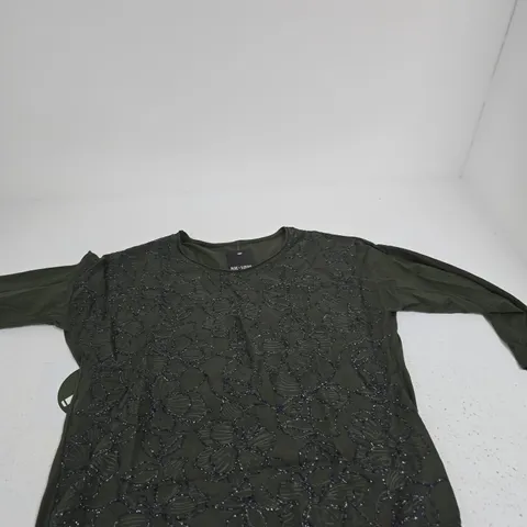 PURE & NATURAL WOMEN'S OLIVE GREEN EMBROIDERED TOP