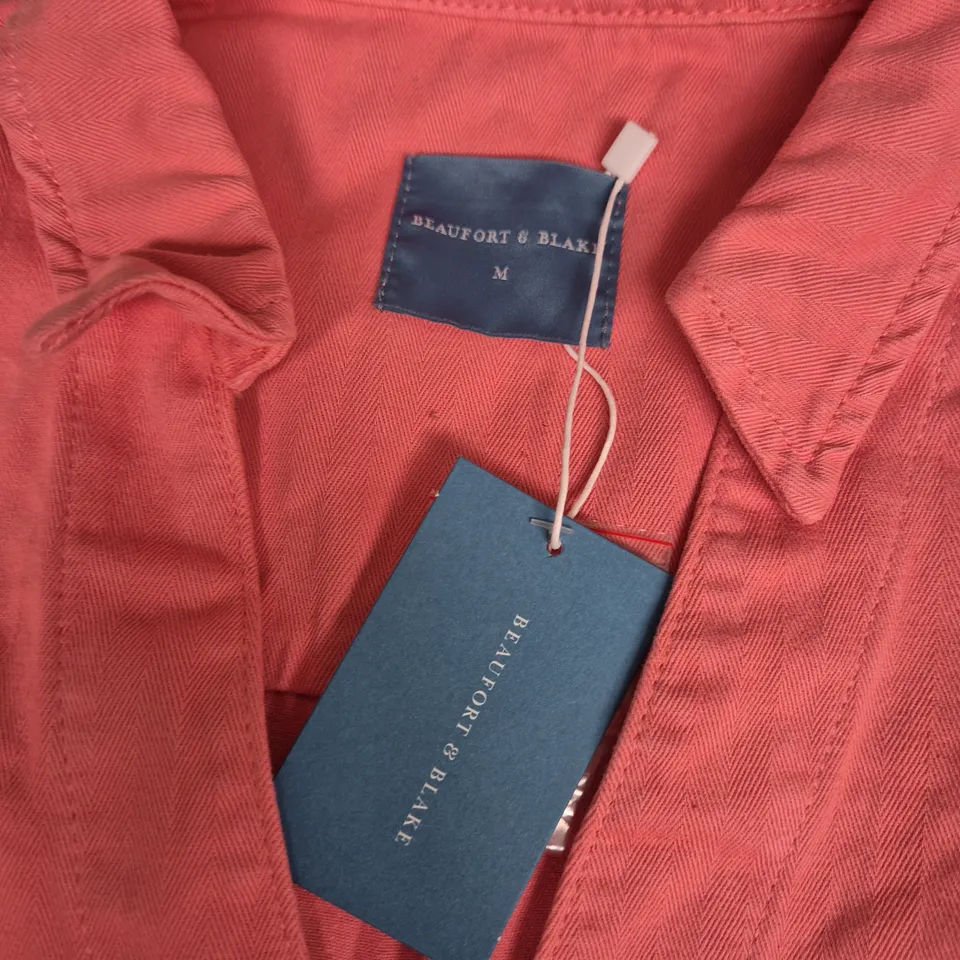 BEAUFORT & BLAKE MAYFIELD ROSE HERRINGBONE DECK SHIRT – PINK, SIZE M