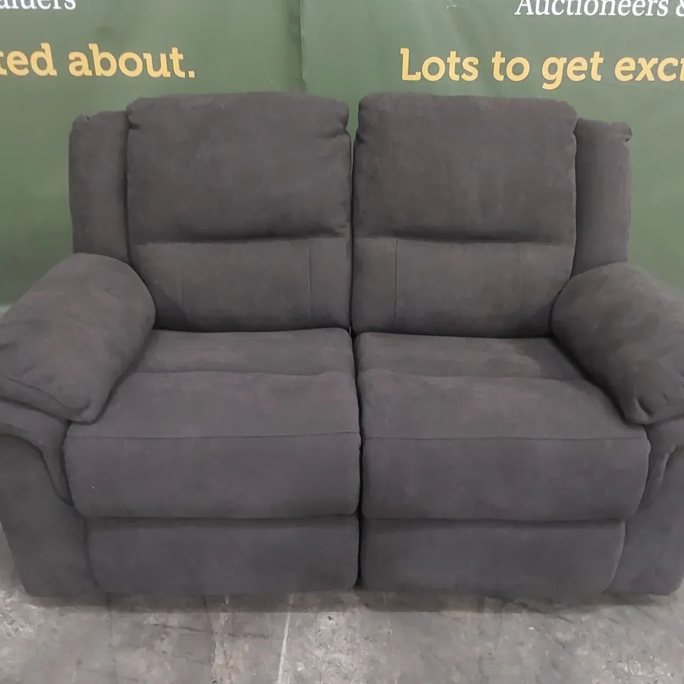 ALBION FABRIC 2 SEATER HIGH BACK MANUAL RECLINER SOFA - CHARCOAL  RRP £579