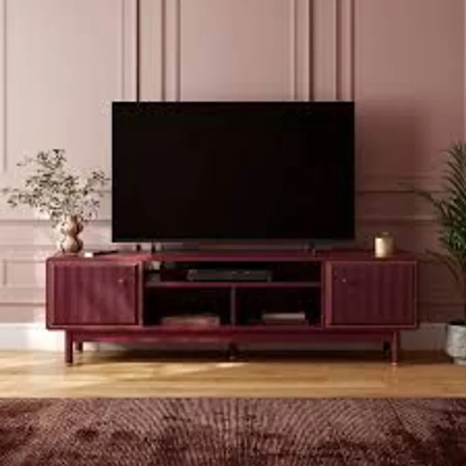 BOXED DAPHNE EXTRA WIDE TV UNIT FOR TVS UP TO 75" - BURGUNDY