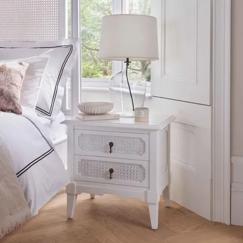 BRAND NEW BOXED HOMES DIRECT 365 BELLE ANTIQUE FRENCH STYLE NIGHTSTAND TABLE | WOODEN BEDSIDE - NATURAL COLOUR