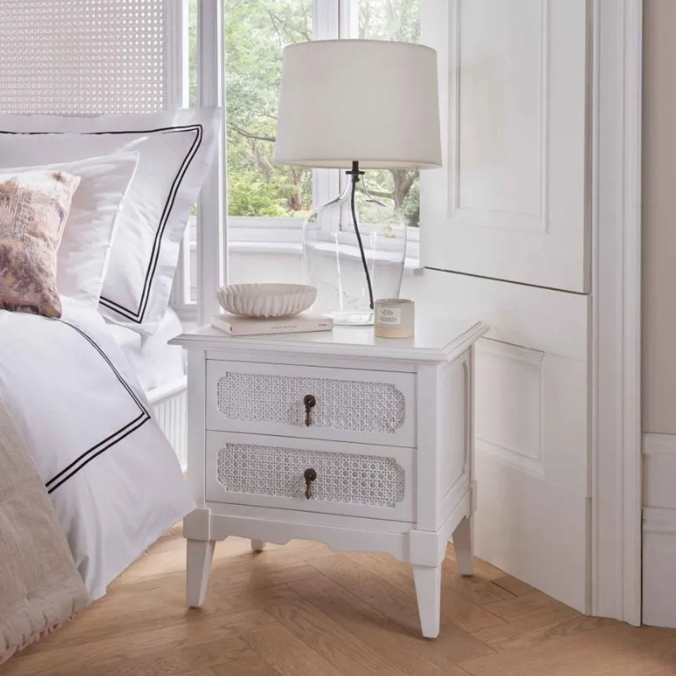 BRAND NEW BOXED HOMES DIRECT 365  BELLE ANTIQUE FRENCH STYLE NIGHTSTAND TABLE | WOODEN BEDSIDE - NATURAL COLOUR