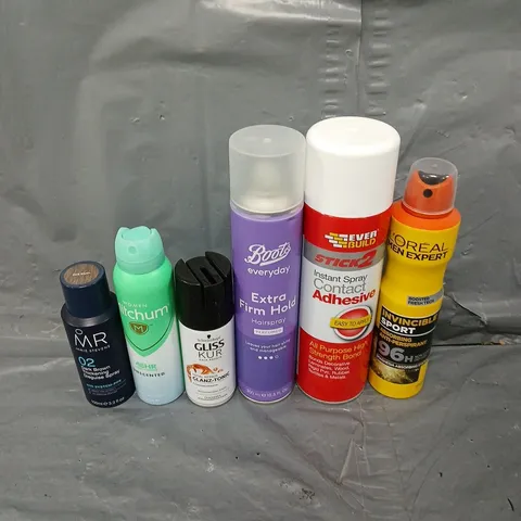 APPROXIMATELY 15 ASSORTED AEROSOL ITEMS TO INCLUDE CONTACT ADHESIVE, DEODORANT, HAIRSPRAY ETC - COLLECTION ONLY