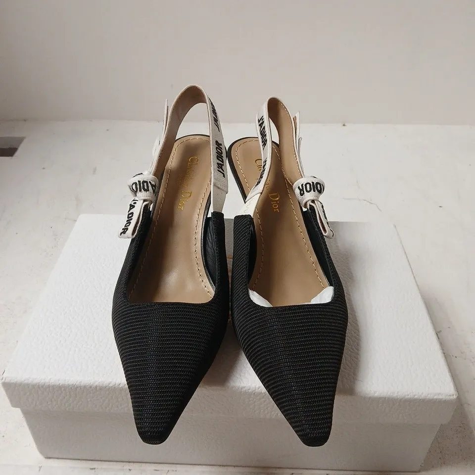 DIOR J'ADIOR SLINGBACK SHOES - BLACK FABRIC, UK 6 (EU 39)