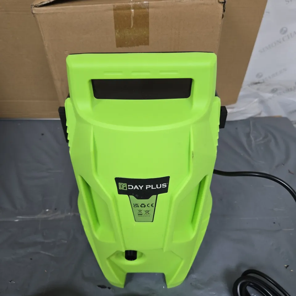 DAY PLUS ELECTRIC PRESSURE WASHER – NEON GREEN WITH HOSE & ACCESSORIES