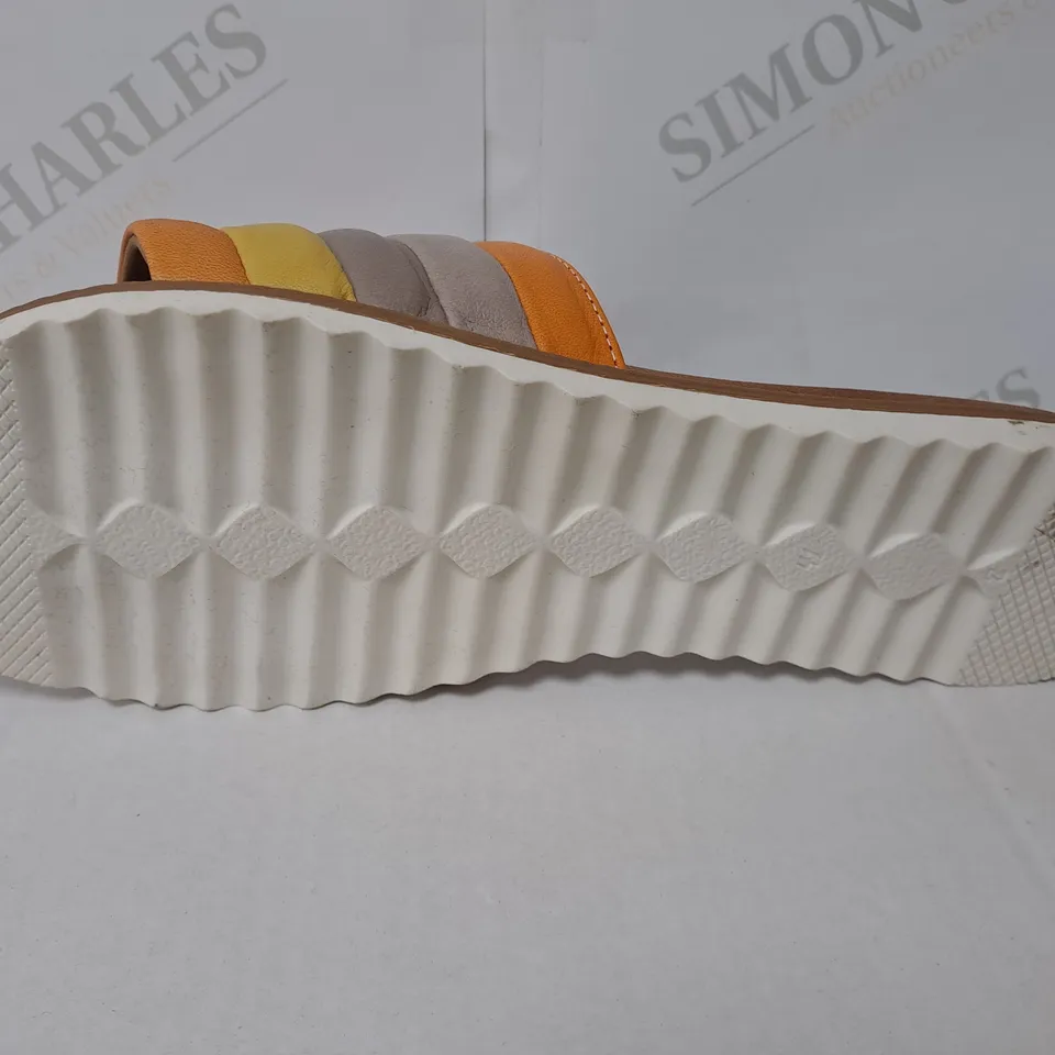 BOXED ADESSO MULTI COLOURED OPEN TOE SANDAL SIZE 8