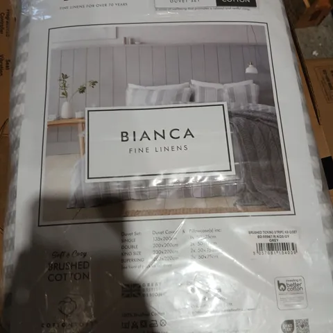 BIANCA FINE LINENS BRUSHED TICKING STRIPE KING SIZE DUVET SET