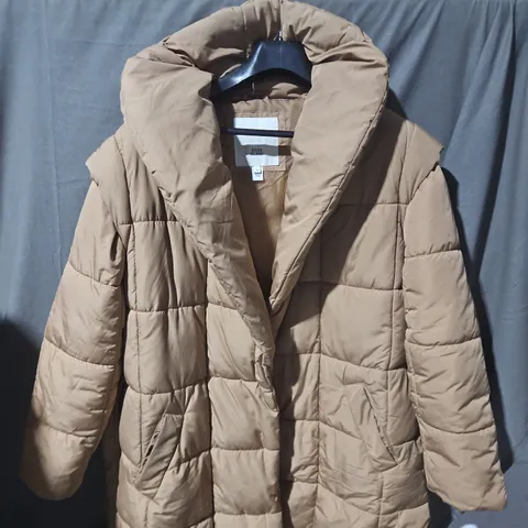 RIVER ISLAND BEIGE PUFFER COAT – WOMEN'S QUILTED JACKET - SIZE 8