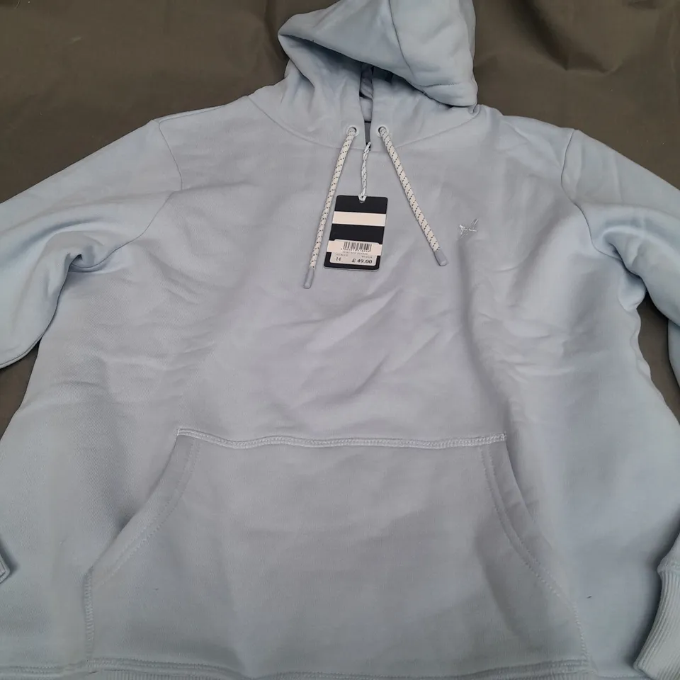 CREW CLOTHING COMPANY HERTAGE HOODIE IN LIGHT BLUE - SIZE 14