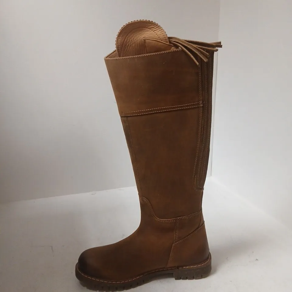 RYDALE BRAMHAM TALL LEATHER BOOTS – DARK TAN, UK 6