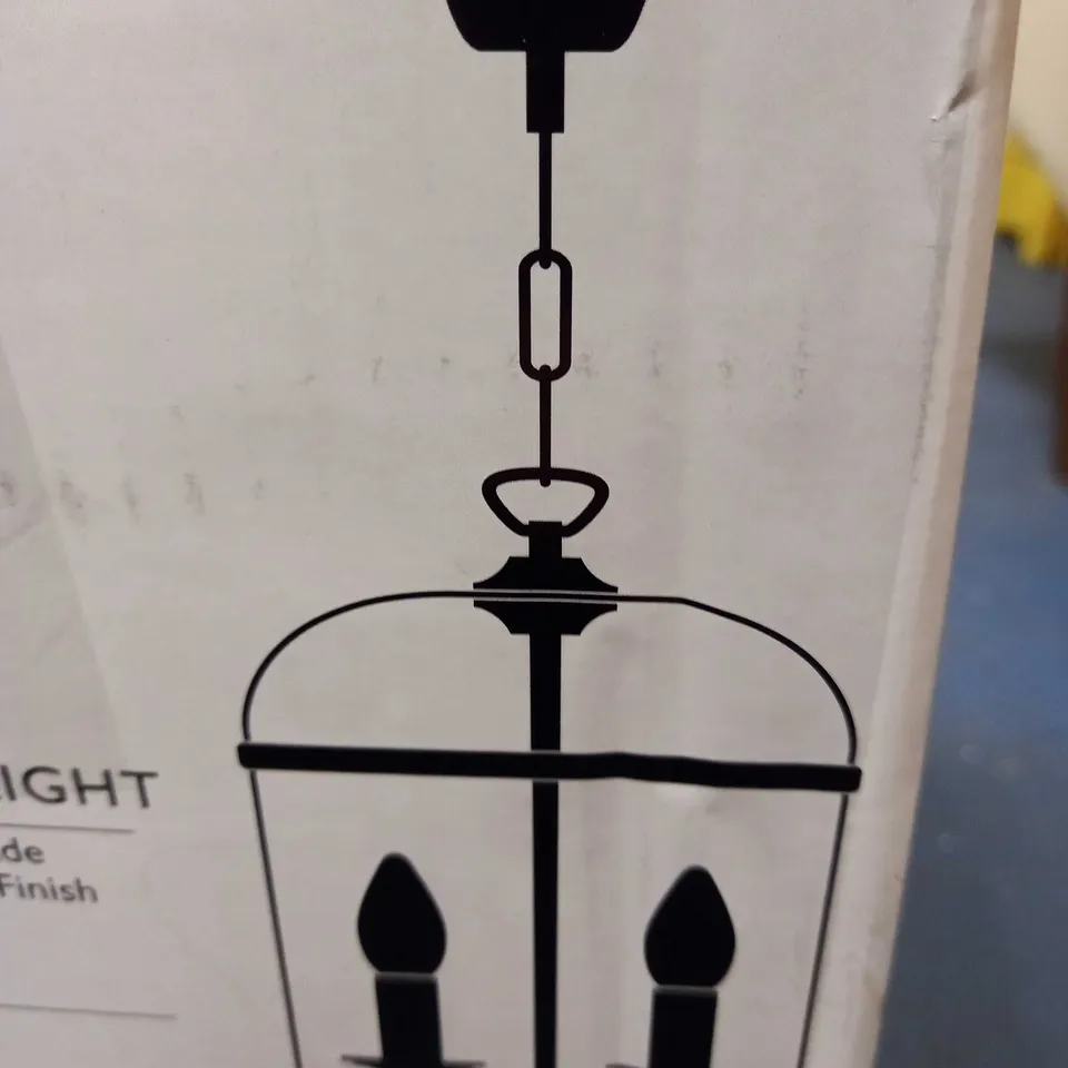 LOT OF 2 LAMPS: ONE TABLE LAMP (GLASS, WHITE SHADE), ONE CEILING LAMP (GLASS, ANTIQUATED BRASS FINISH)