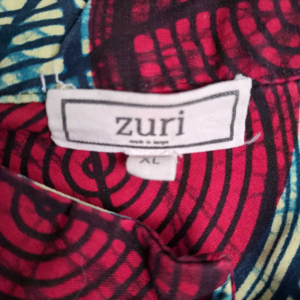 ZURI WOMEN'S PRINTED LONG-SLEEVE DRESS/TOP, MULTICOLOUR CIRCULAR PATTERN, SIZE XL