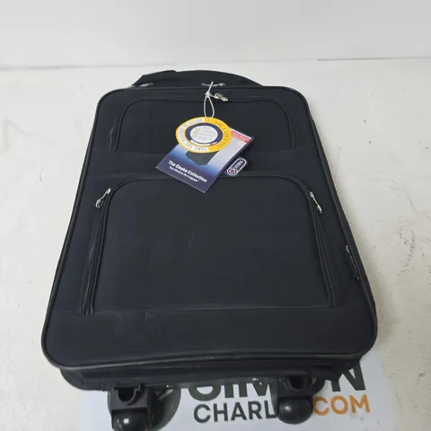 BLACK CITIES ROLLING SUITCASE WITH FRONT ZIP POCKETS