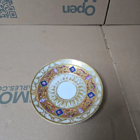 PORCELAIN DECORATIVE PLATE WITH GILT SCROLL DESIGN AND ENAMEL ACCENTS – BASE MARK NO. 168