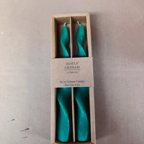 GISELA GRAHAM LONDON SET OF 2 DINNER CANDLES – TEAL - BOX OF 48