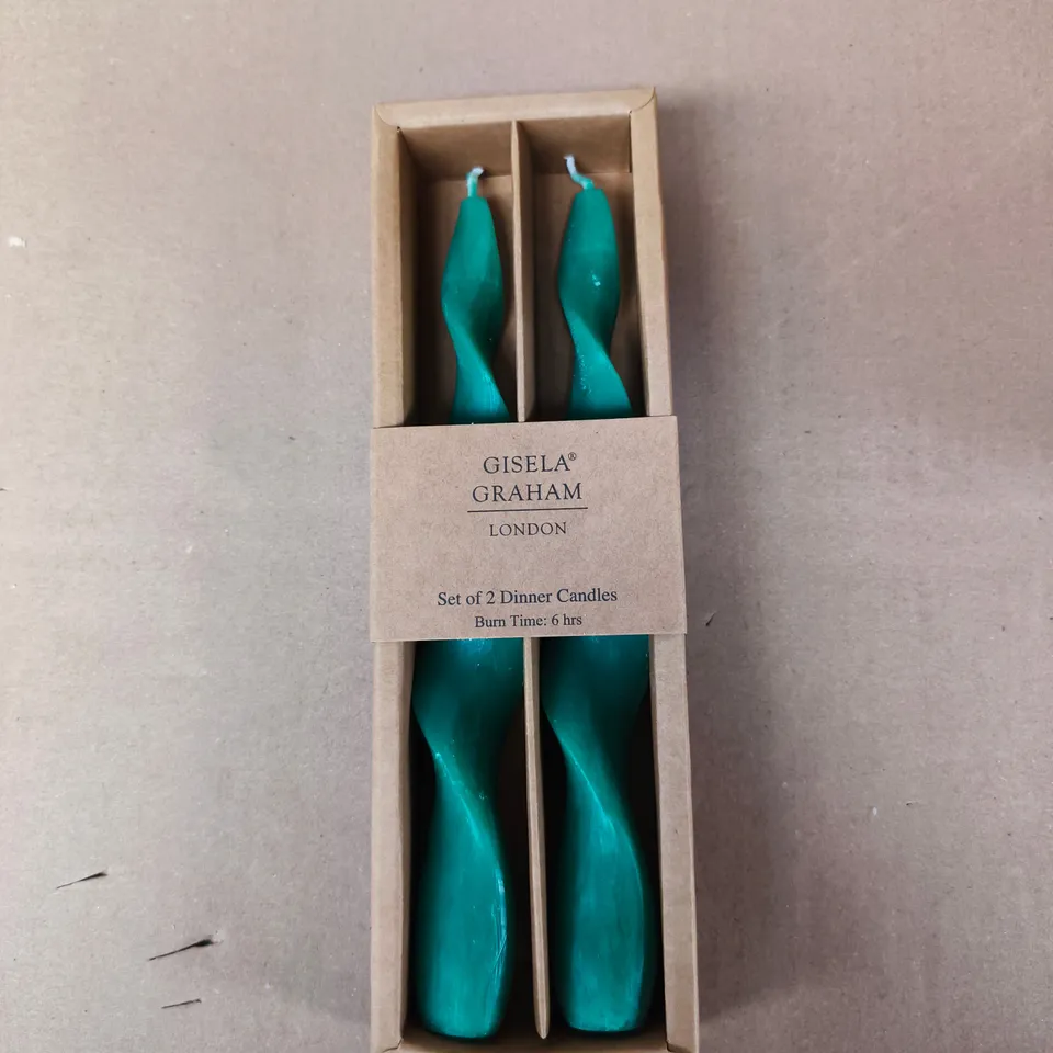 GISELA GRAHAM LONDON SET OF 2 DINNER CANDLES – TEAL - BOX OF 48