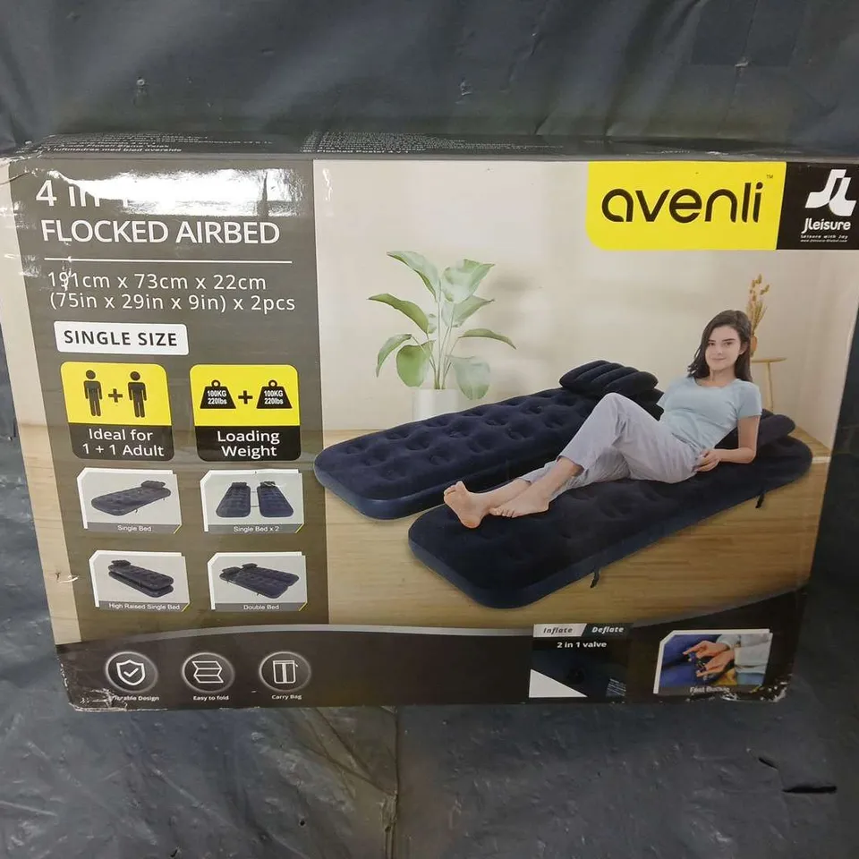 BOXED AVENII 4IN1 FLOCKED AIRBED - SINGLE