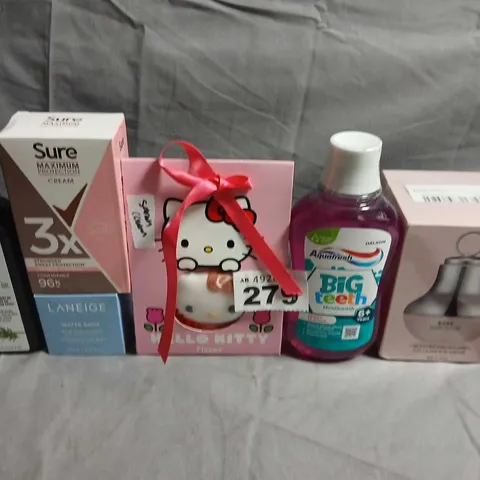 TOTE OF APPROX 10 ASSORTED COSMETIC ITEMS TO INCLUDE  – HELLO KITTY GIFT BOX, LANEIGE SKINCARE