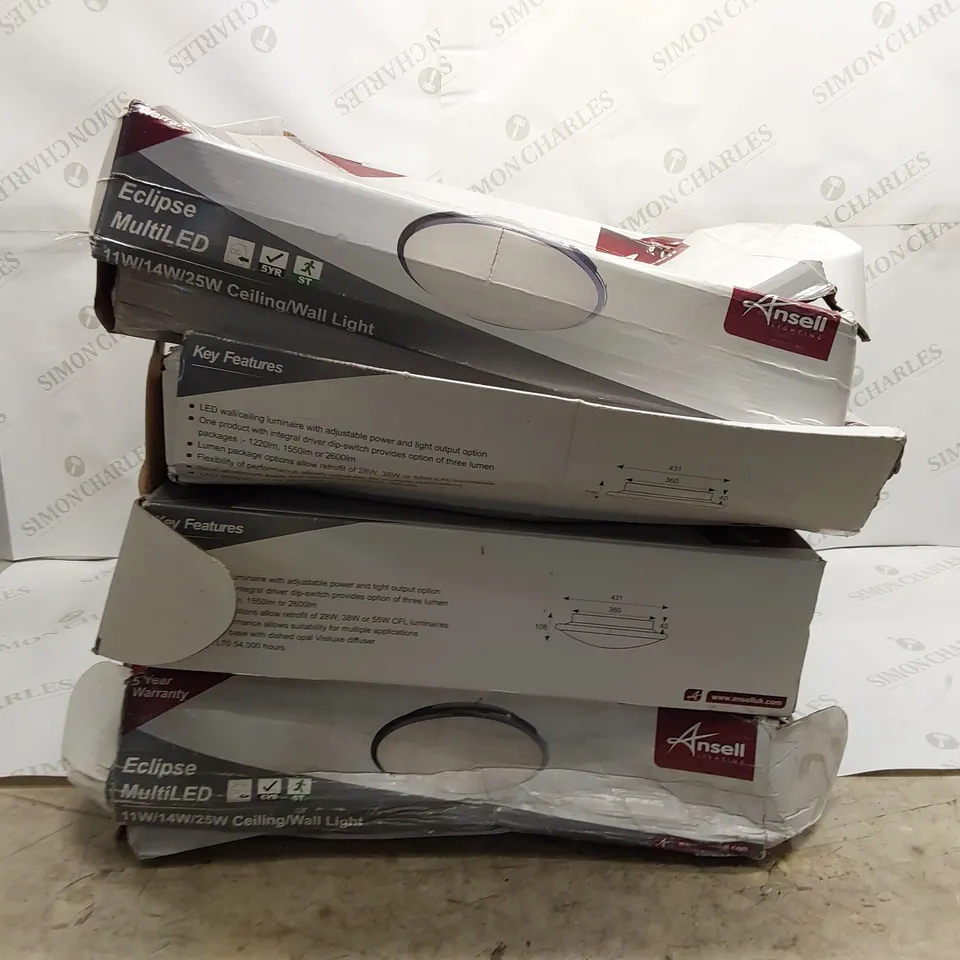 LOT OF ANSELL LIGHTING ANSELL ECLIPSE MULTILED CEILING LIGHT PARTS (4 BOXES)