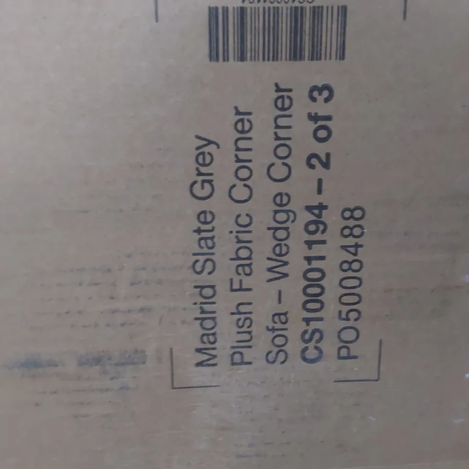 BOXED DESIGNER MADRID SLATE GREY PLUSH FABRIC CORNER SECTION - RIGHT SEAT (BOX 2 OF 3)