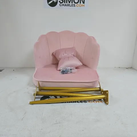 PINK PADDED CHAIR WITH GOLD LEGS AND PINK CUSHION BOXED