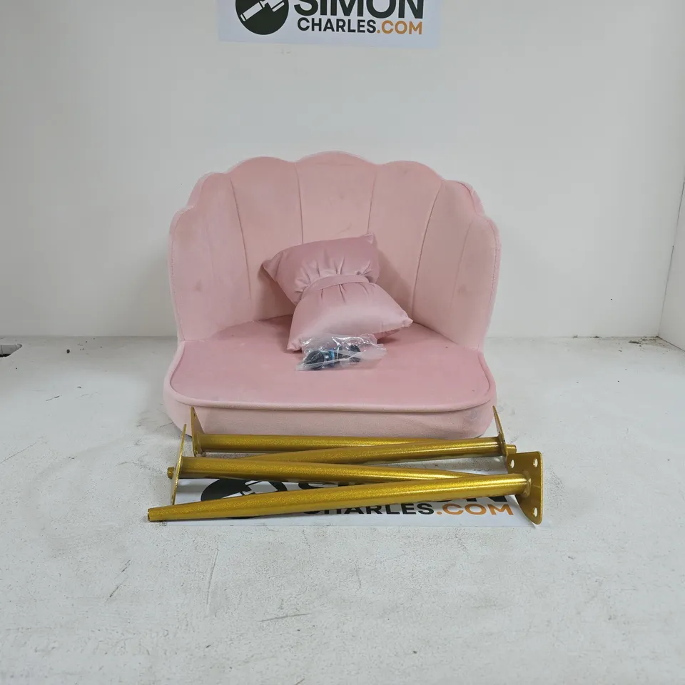PINK PADDED CHAIR WITH GOLD LEGS AND PINK CUSHION BOXED